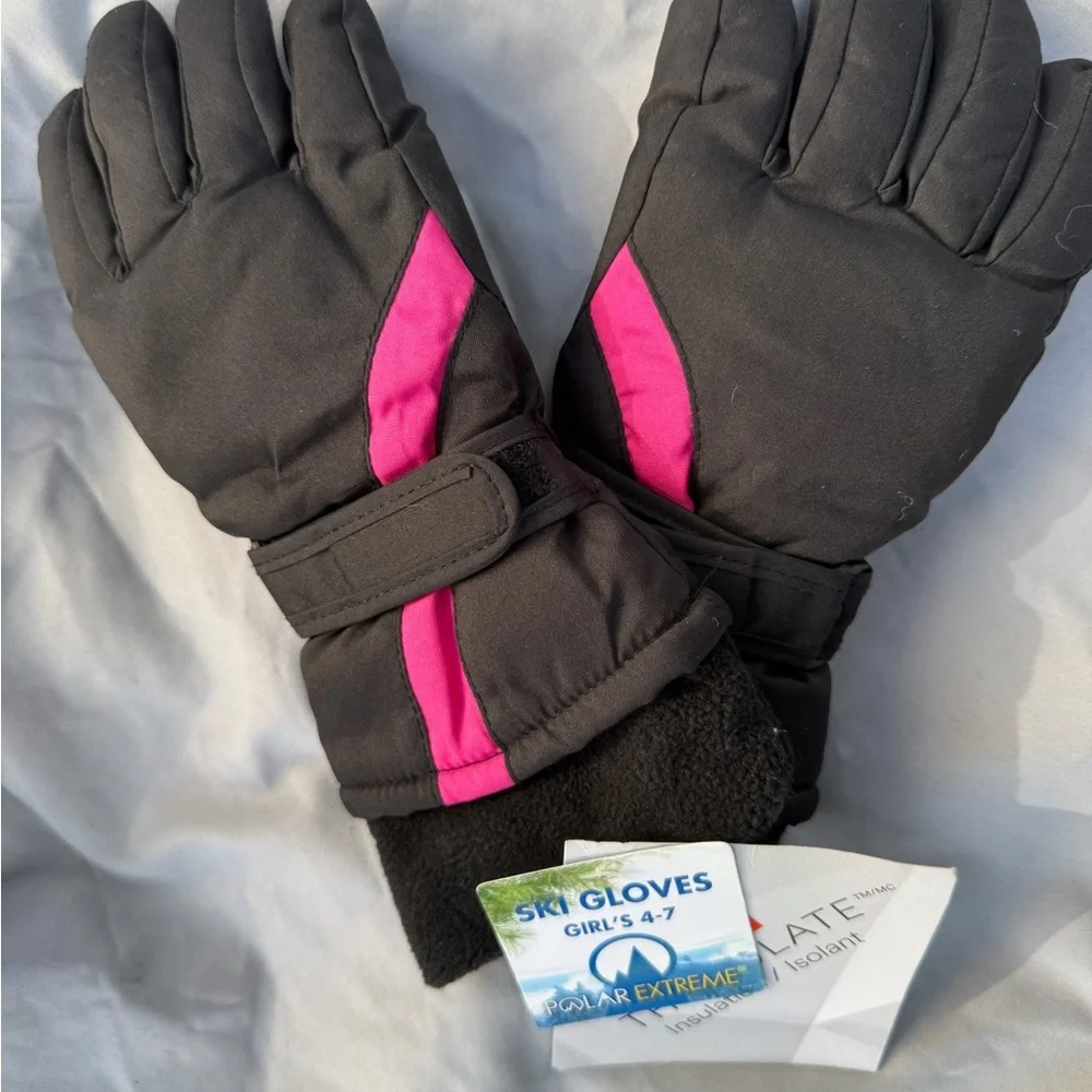 Ski Gloves Kids Gloves - Black and Pink